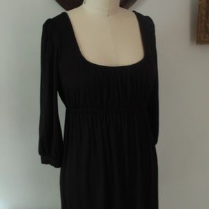 2000's/Y2K Juicy Couture Black Jersey Knit Long Sleeve Empire Waist Dress